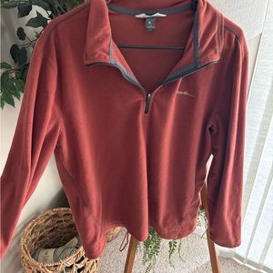 burnt orange eddie bauer fleece pullover